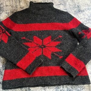 Polo by Ralph Lauren Red and Gray Turtleneck Sweater Nordic Style
